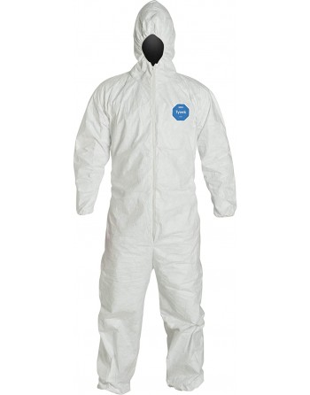DuPont White Tyvek Disposable Coveralls With Hood, Case of 25